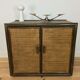 2-door woven rattan dresser, 70s