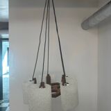 Pendant light in granite resin and wood, 1950s