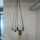 Pendant light in granite resin and wood, 1950s