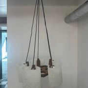 Pendant light in granite resin and wood, 1950s