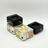 Paire de cache-pots Space Age noirs par Anna Mazzucchelli pour Vastill, Italie