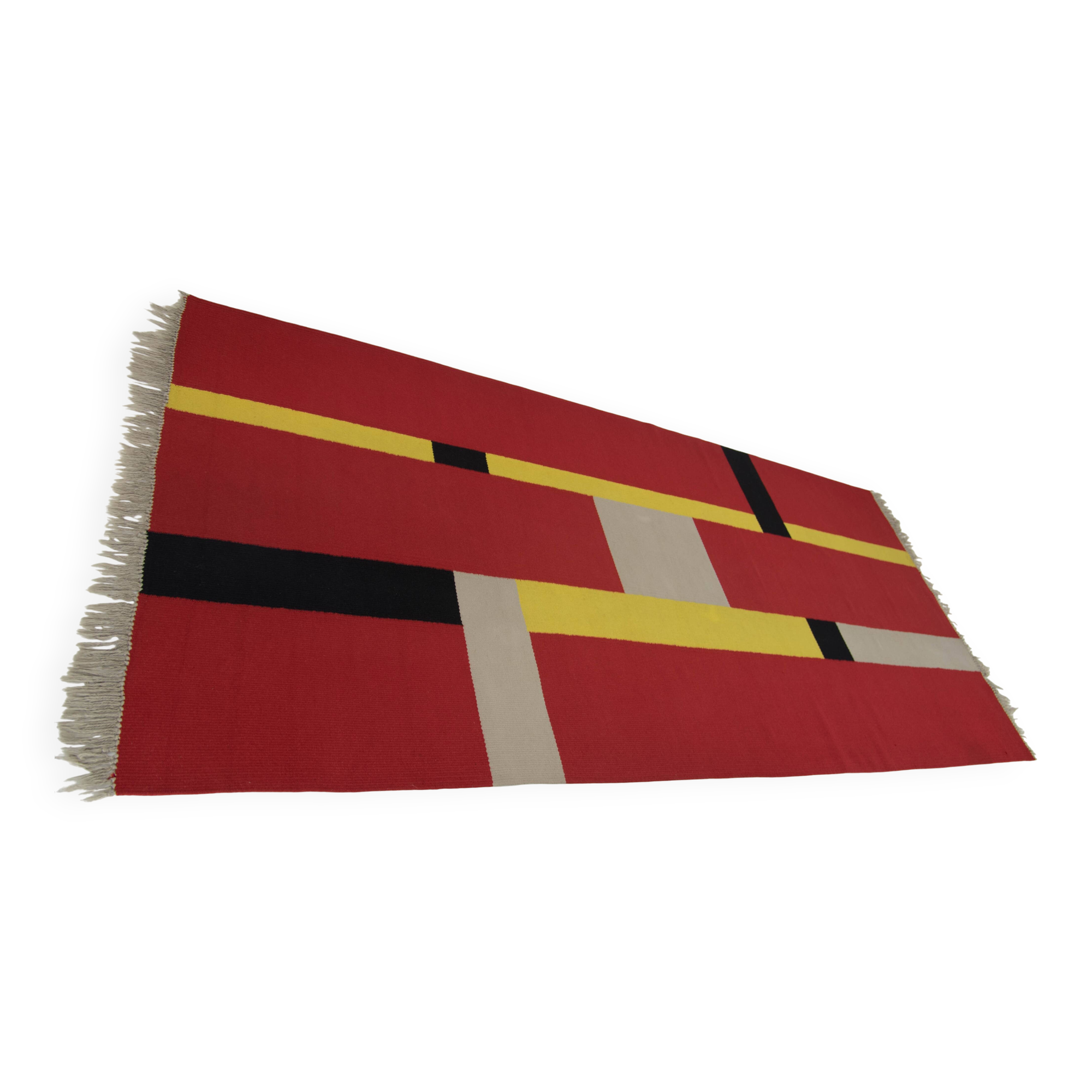 Rare Bauhaus Geometric Carpet, 1940s
