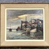 Painting / oil on canvas, Art Deco period, circa 1940 / fishing port
