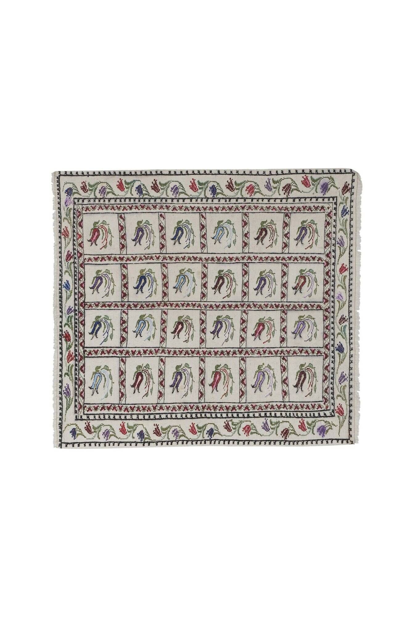 Vintage Turkish kilim, handwoven, 116x124 cm.