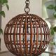 Large Italian spherical wicker pendant light, 1950s.