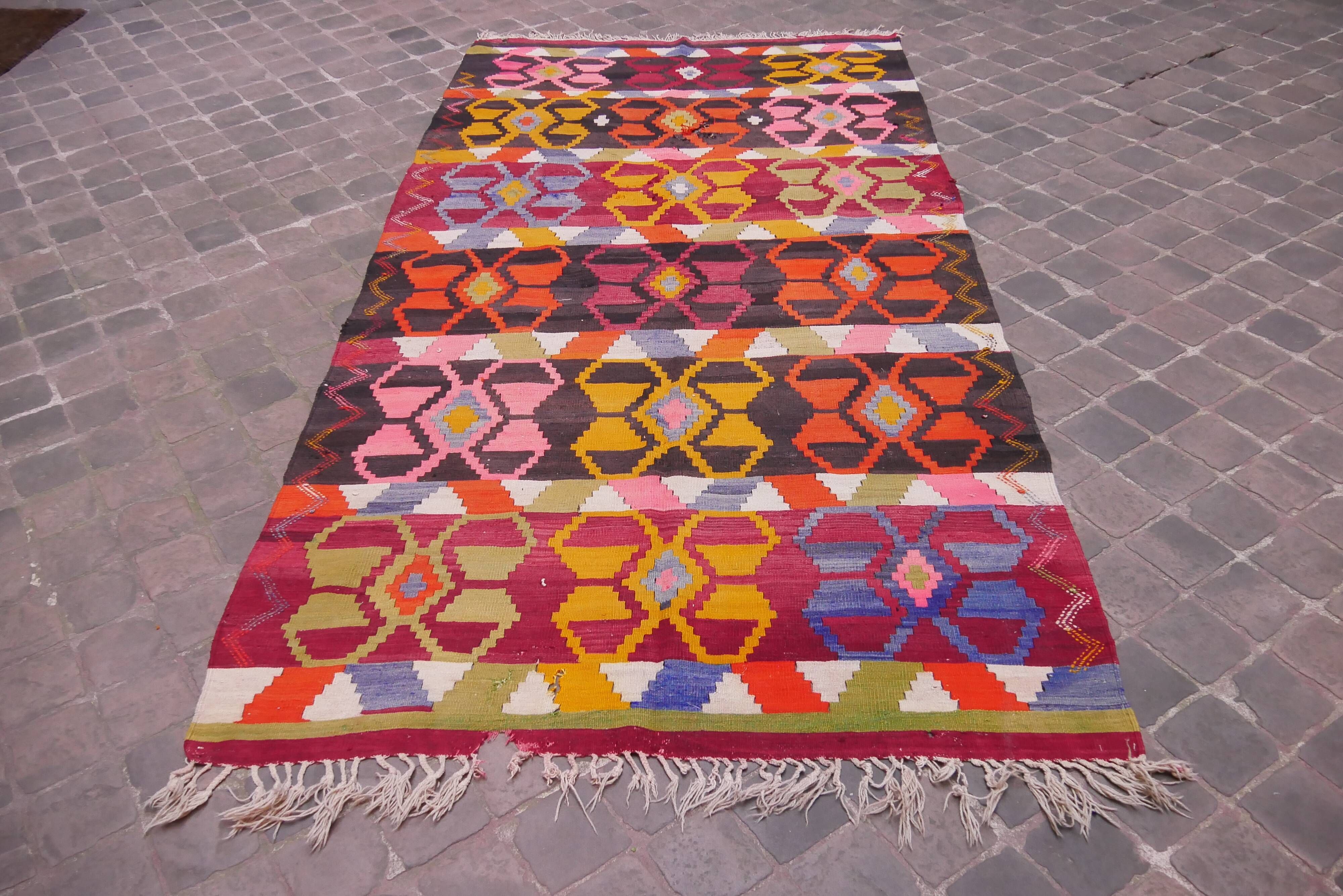 Old Oriental carpet kilim Anatolia 300 x 155 cm