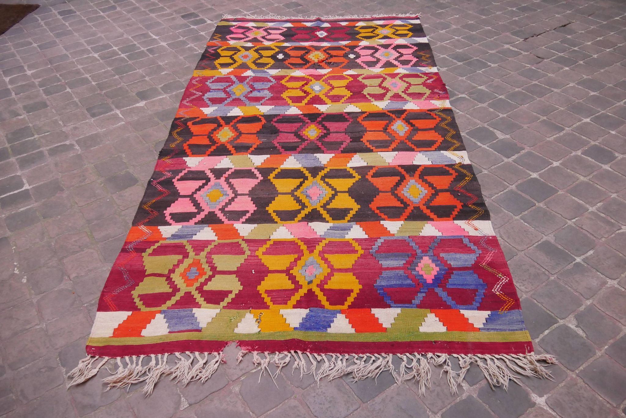 Old Oriental carpet kilim Anatolia 300 x 155 cm