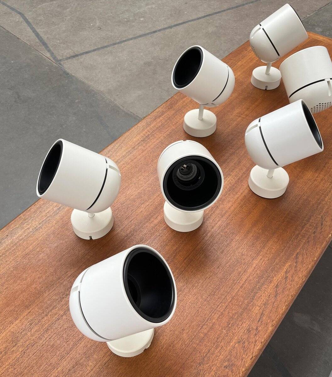 Mid-century German Space Age wall lamps or ceiling lights by Arnold Berges for Staff Leuchten, 1970s, set of 7.