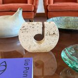 Enzo Mari, brutalist travertine candle holder, Fratelli Mannelli Italy 1970