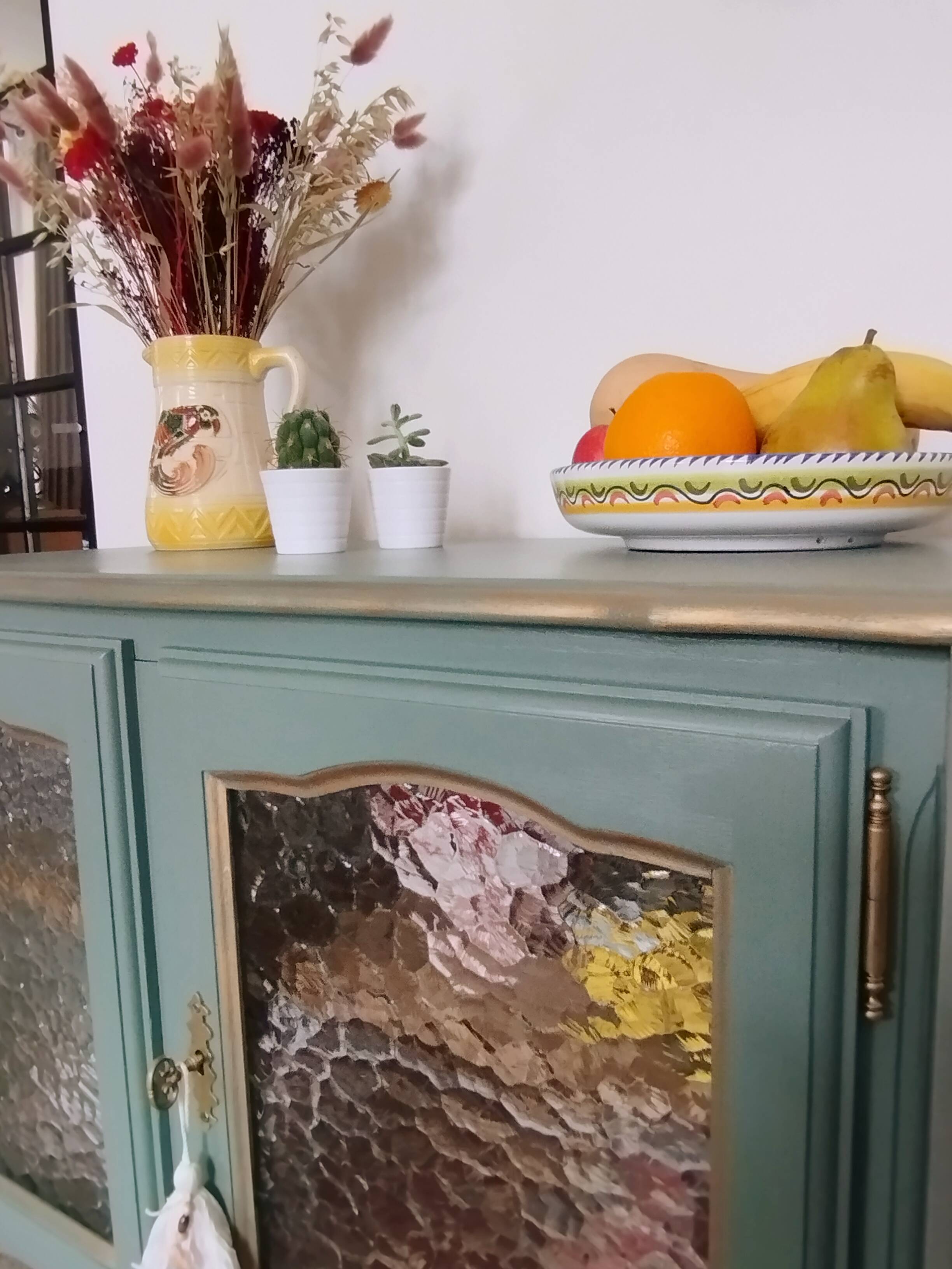 Vintage glass-fronted sideboard