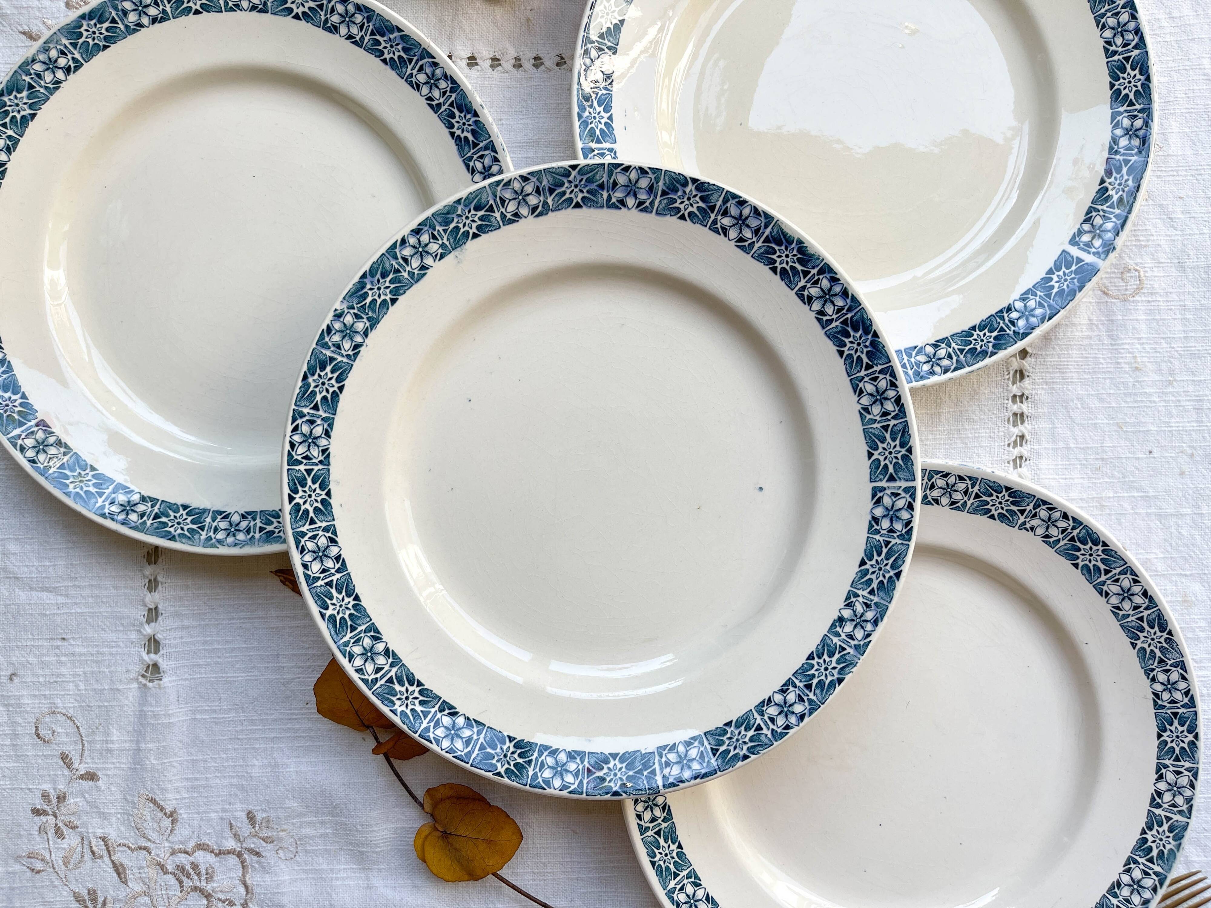 6 Assiettes plates Terre de fer Longchamp modèle René Made in France