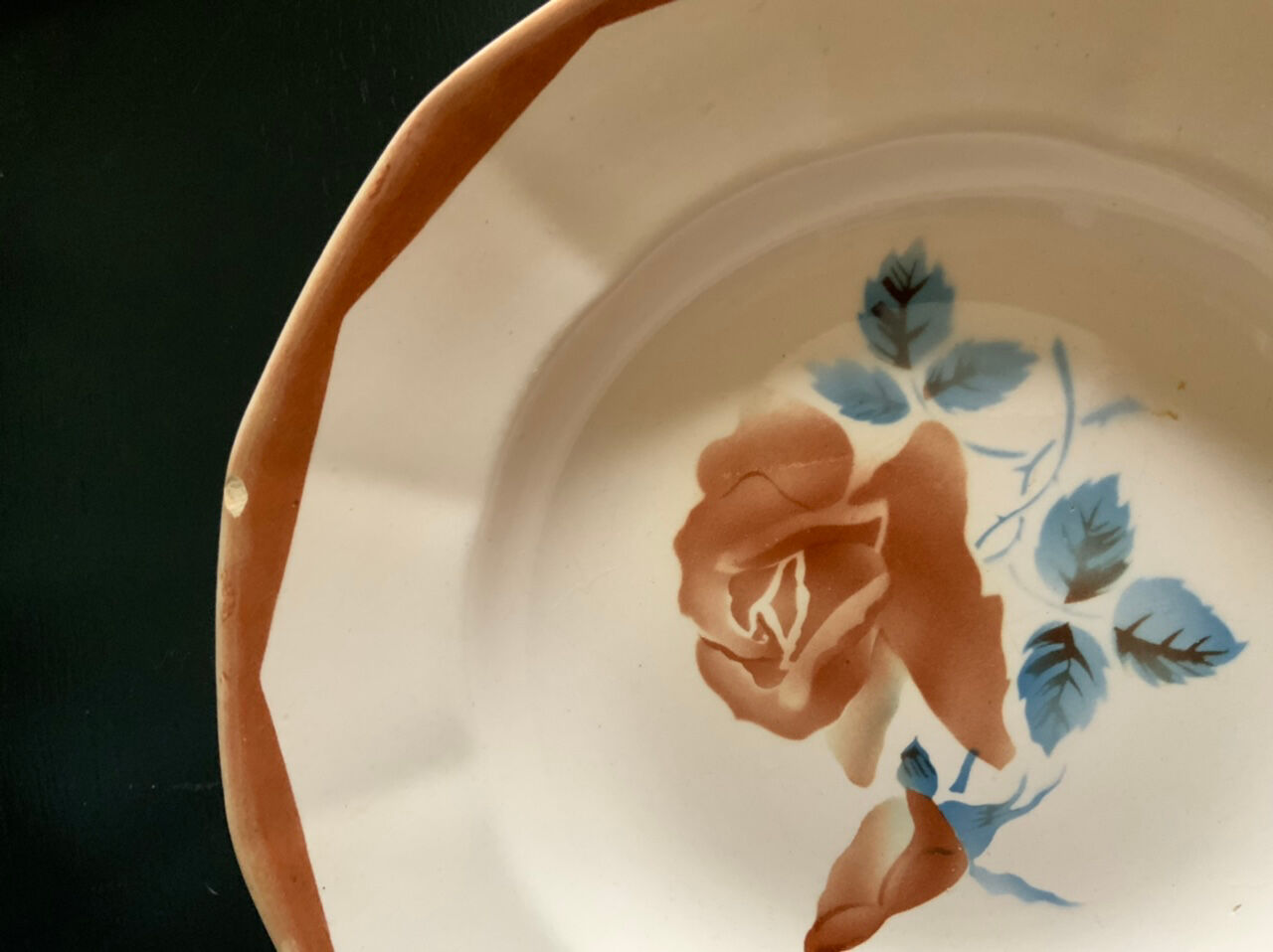 Service 8 hollow plates soup Digoin Sarreguemines pink flowers