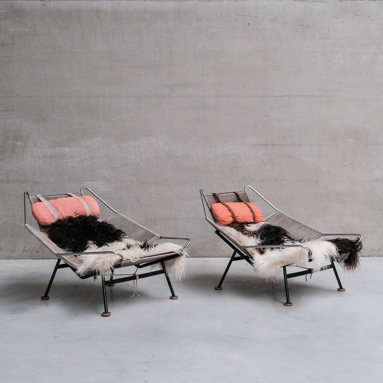 Pair of Original Hans Wegner Flag Halyard Lounge Chairs for Getama