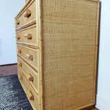 Rattan chest of drawers and woven wicker