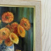 Vintage still life with flowers and pipes – Oil on canvas signed C. Riella