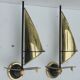 Pair of vintage sconces Sailboats in brass marine décor