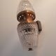 Vintage brass wall light with two crystal glass globes