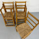 Set of 5 wooden chairs with rope seats, Scandinavian design, 1970s