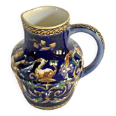Old cream jug Gien Renaissance blue background 1938/1960