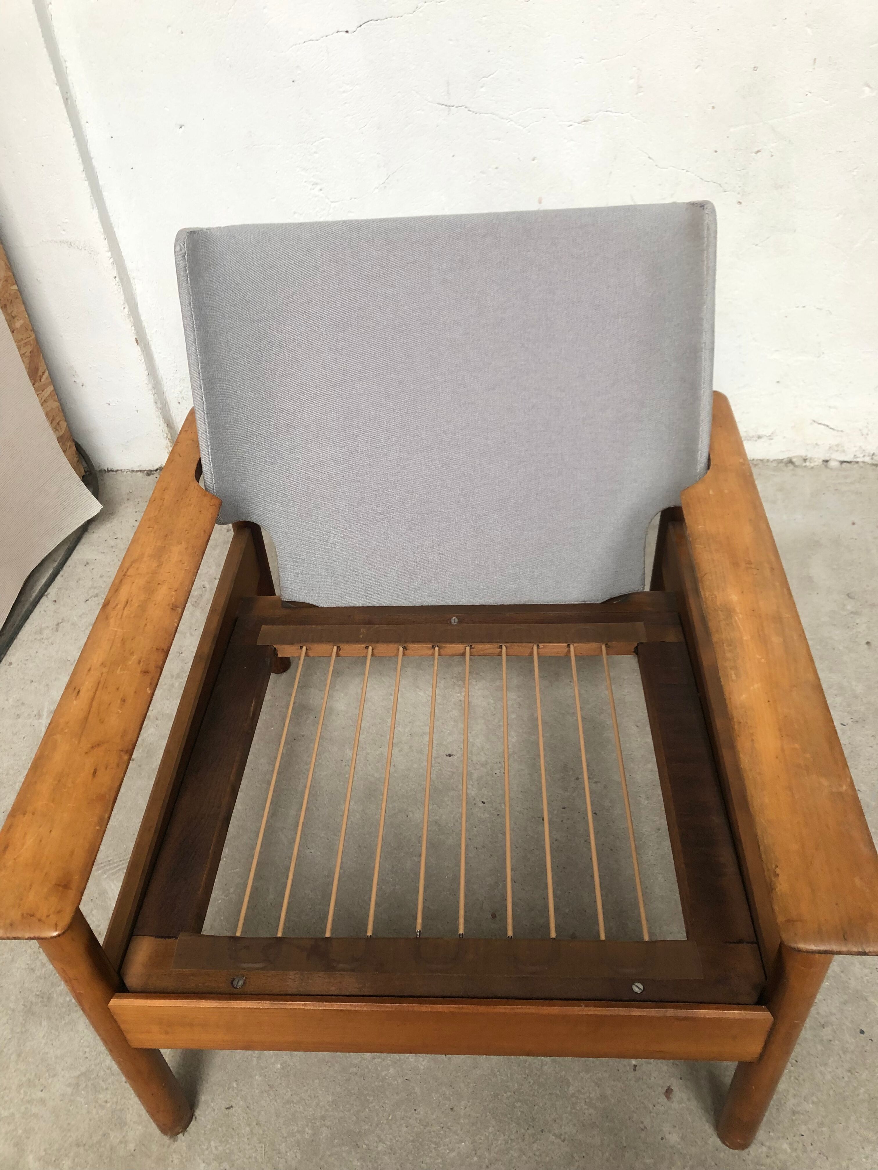 Scandinavian armchair in gray fabric from the 60s
