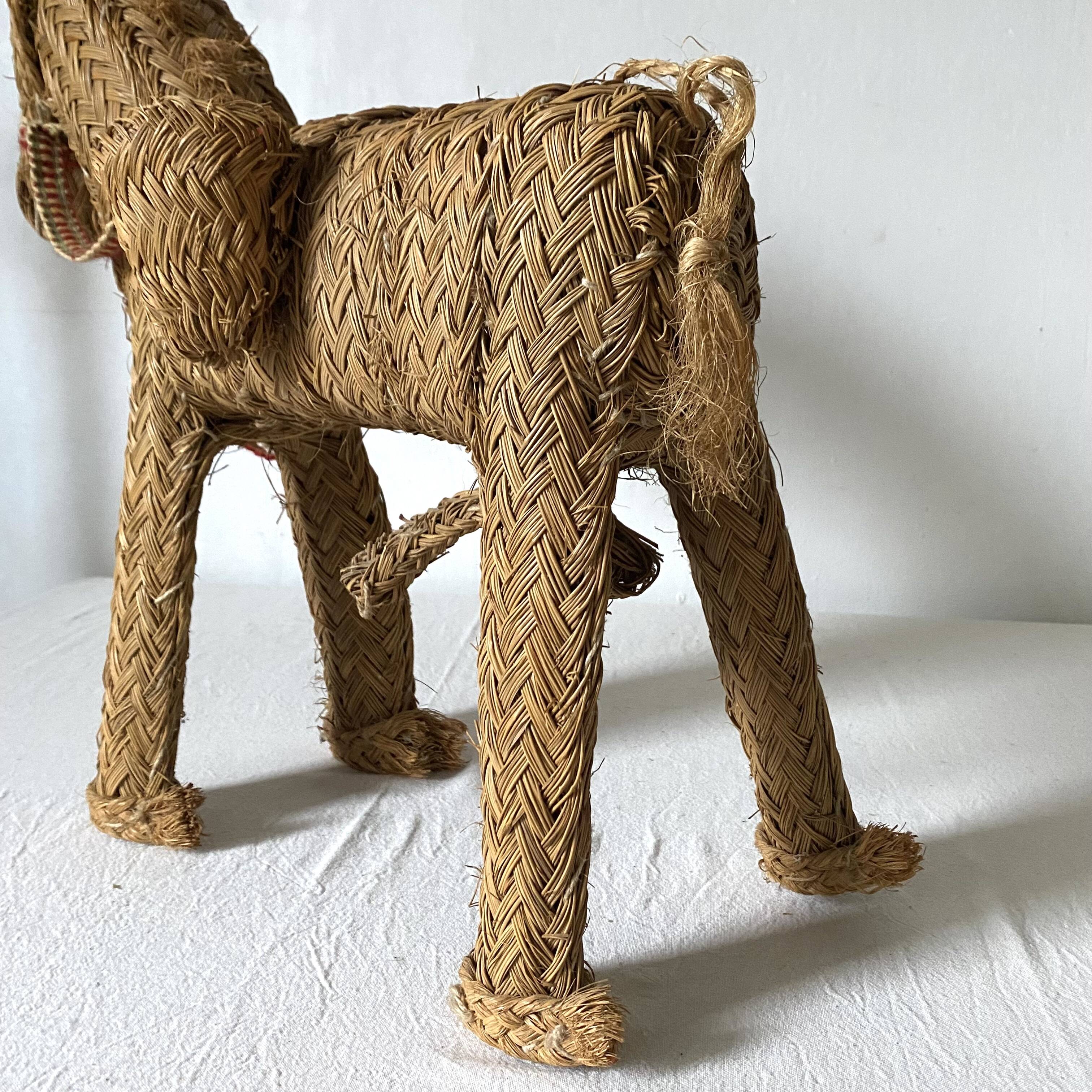 Braided straw donkey, popular art Spain, 1970s