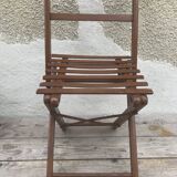 Former chair child folding wood brown painted 60s vintage