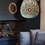 Printed fabric pear-shaped light fixture