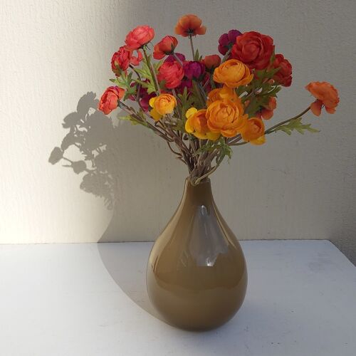 Vase Murano en verre marron crème vintage 30 cm
