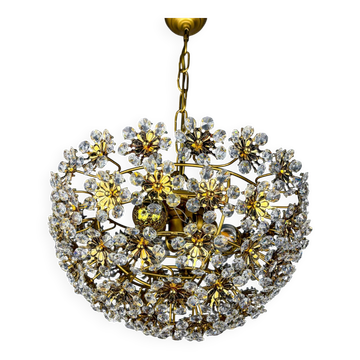 Bakalowits & Söhne floral crystal chandelier, Austria, 1970s