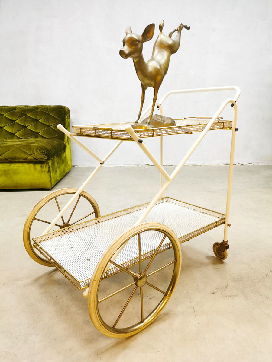 Midcentury vintage brass & steel trolley 'italian chique'