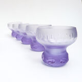 Dessert service cut and cups in old art deco purple crystal