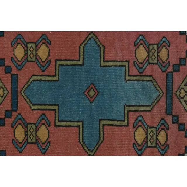 1970s Vintage Turkish Oushak Handmade Wool Cotton Pink Area Rug 151x225