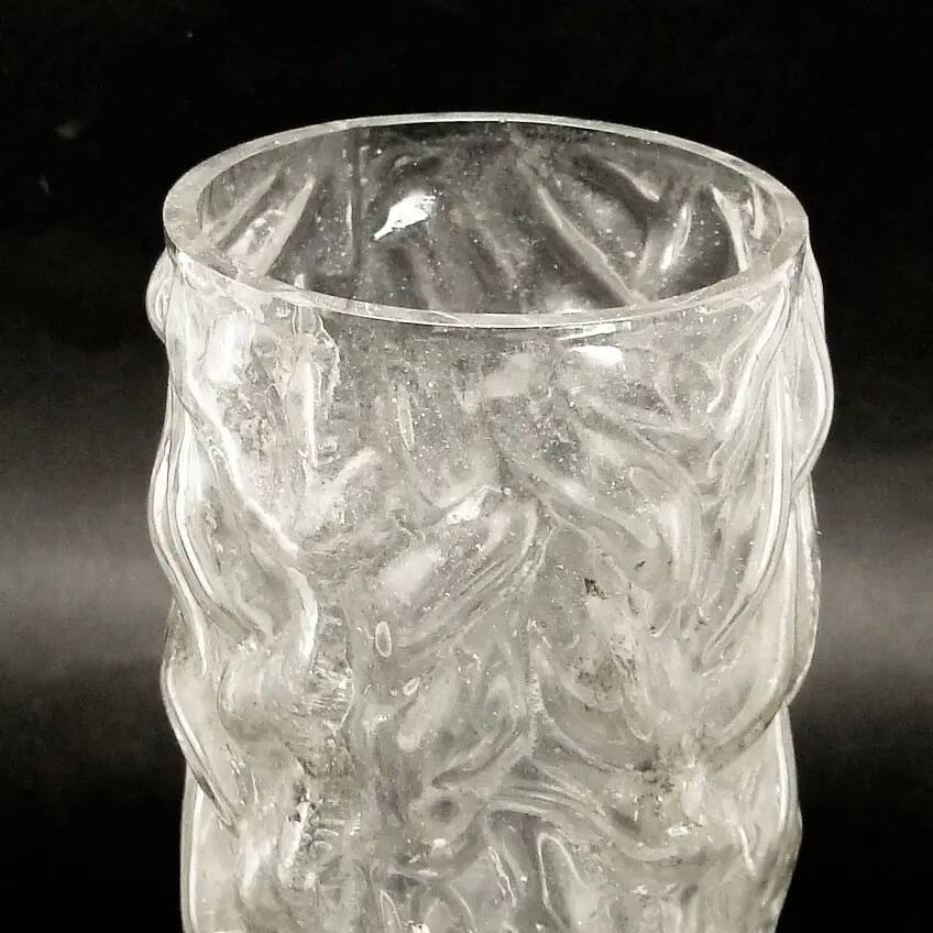 Mid-century modern vase, transparent glass, Poland, 1970s