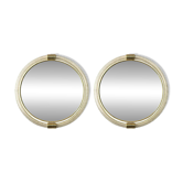Pair of Venetian “Torciglione” Murano Glass Wall Mirrors with Gold Leaf Detail