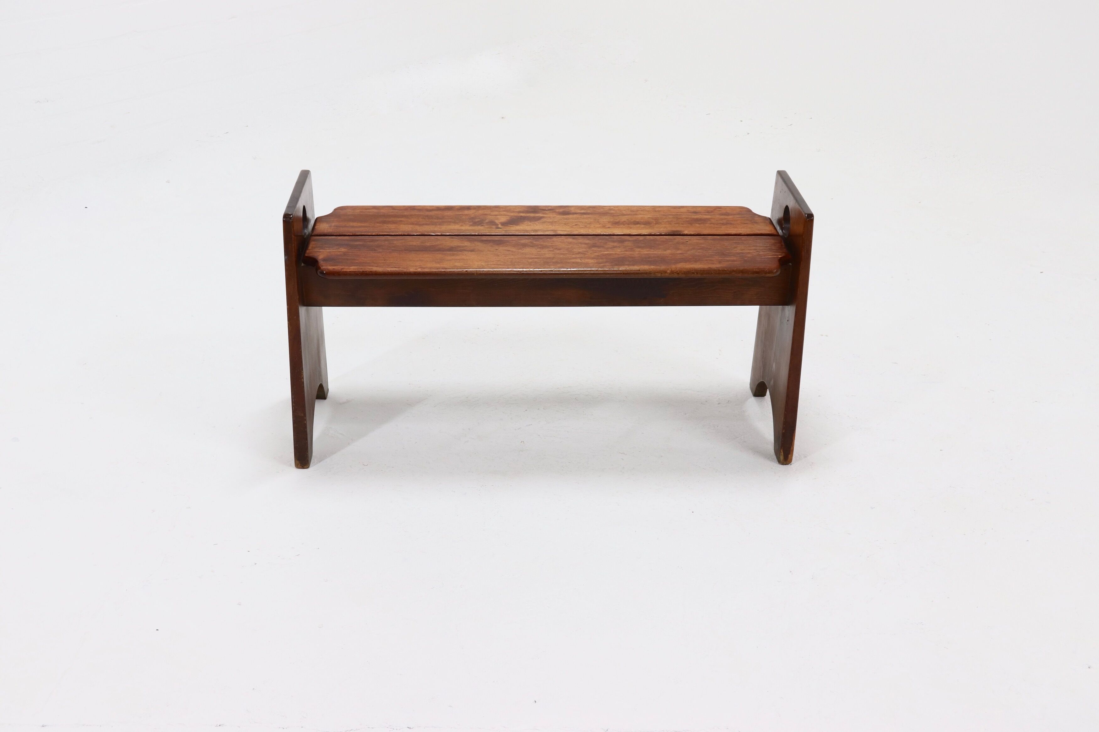 Wabi Sabi Style Stained Wooden Bench 1960s