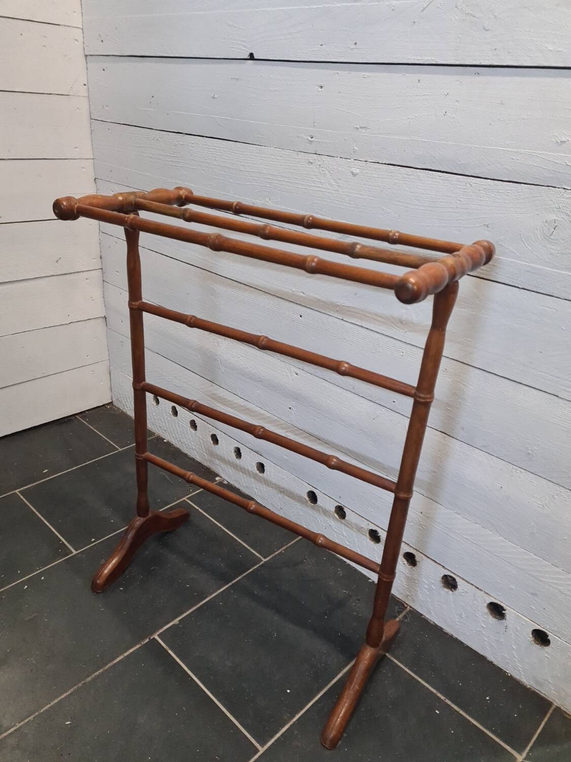 Bamboo style wooden towel holder