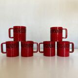Set of 6 mugs in glazed earth Bitossi Italy 1960