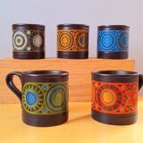 Set of 5 mugs Staffordshire 70s