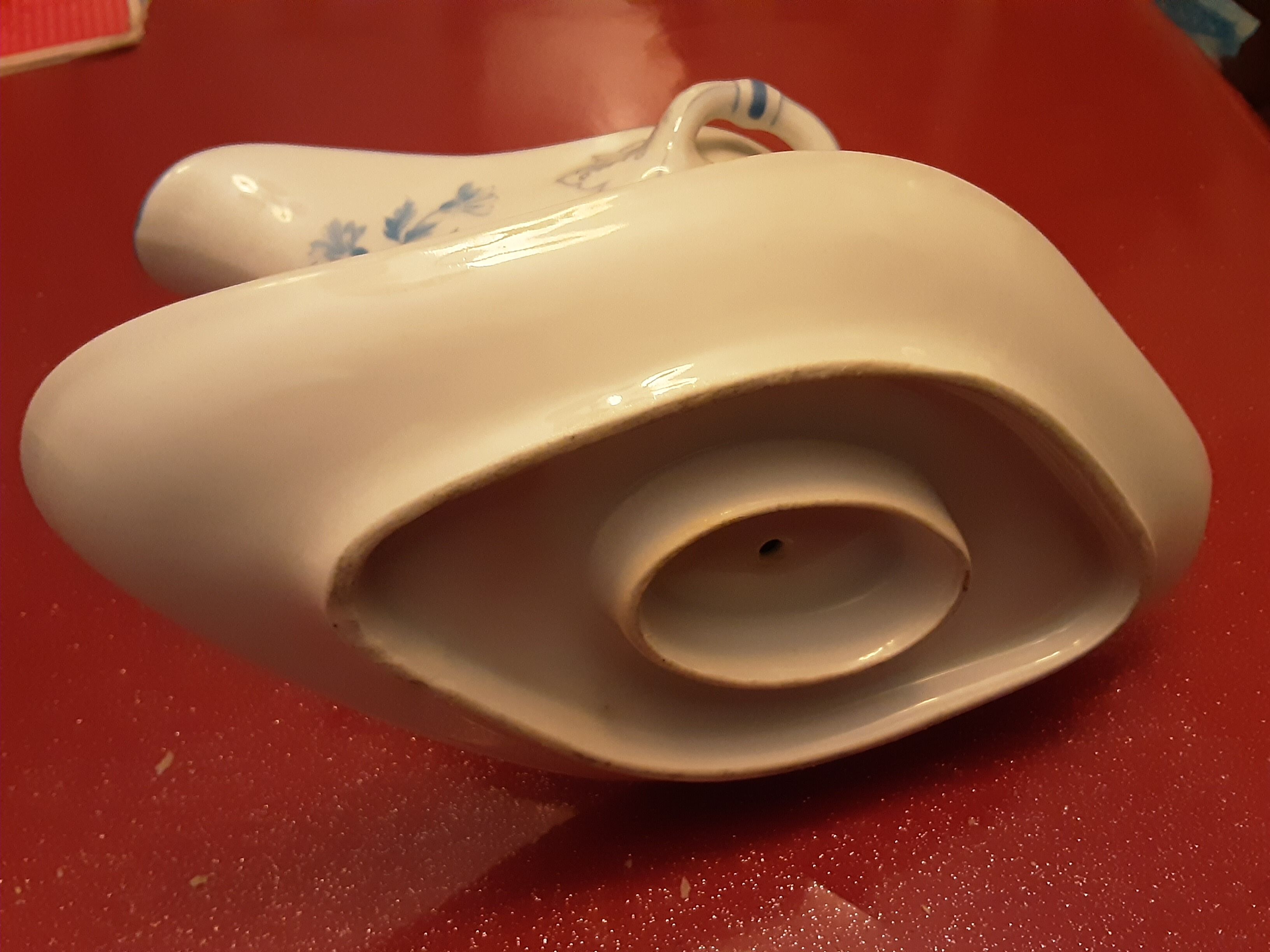 Saucière faience ancienne decor aux bleuets