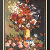 Mid-Century Bouquet of Flowers, Oil on Canvas, 33 x 43 cm