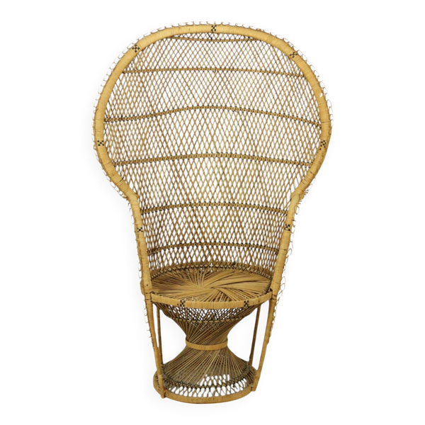 Fauteuil Emmanuelle en osier, rotin et bois