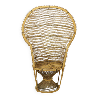 Fauteuil Emmanuelle en osier, rotin et bois