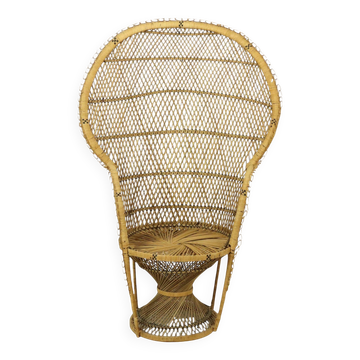 Fauteuil Emmanuelle en osier, rotin et bois