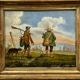 Hunting return oil on canvas 19th century