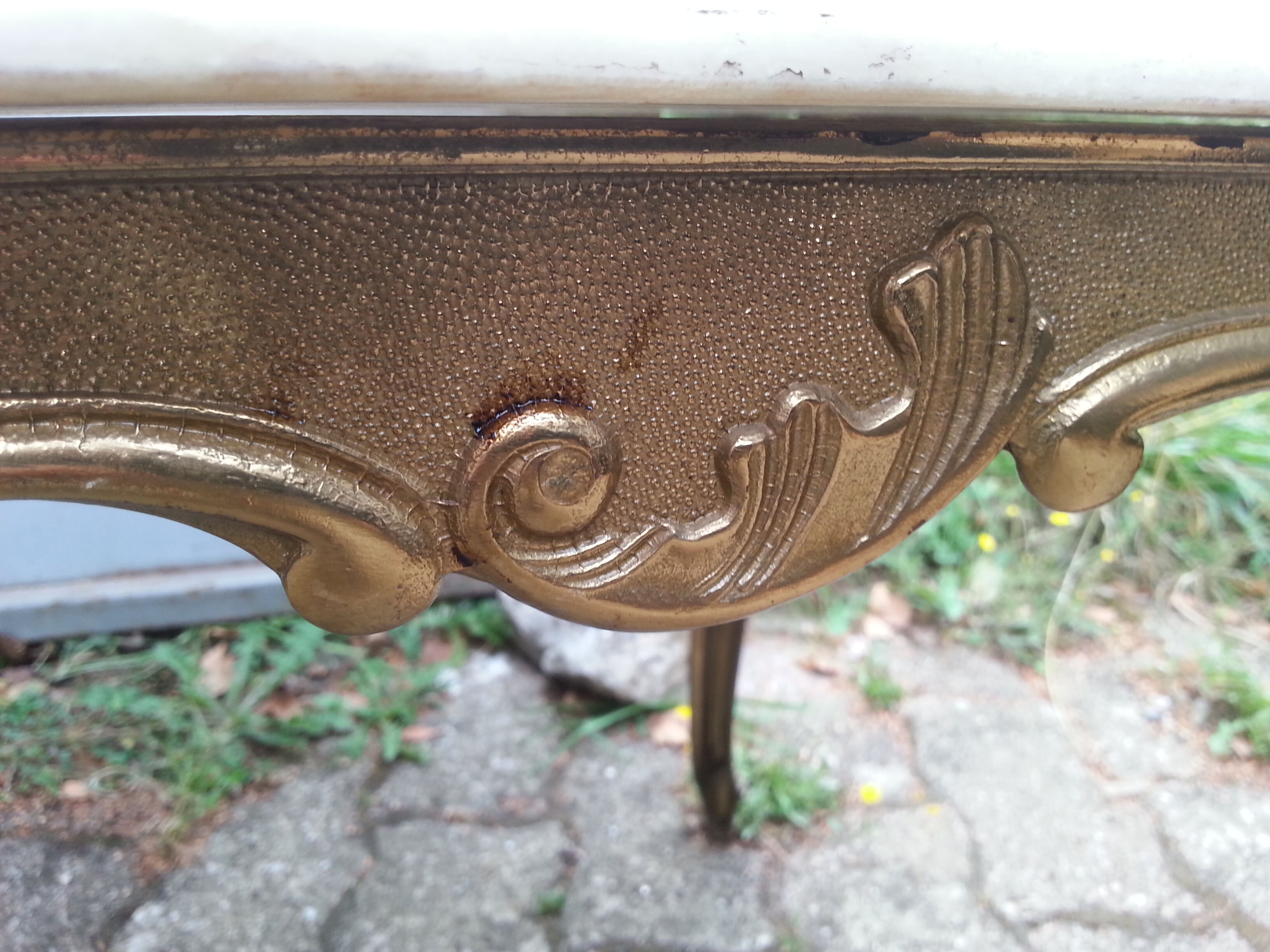 Coffee tanle brass and marble white 1960