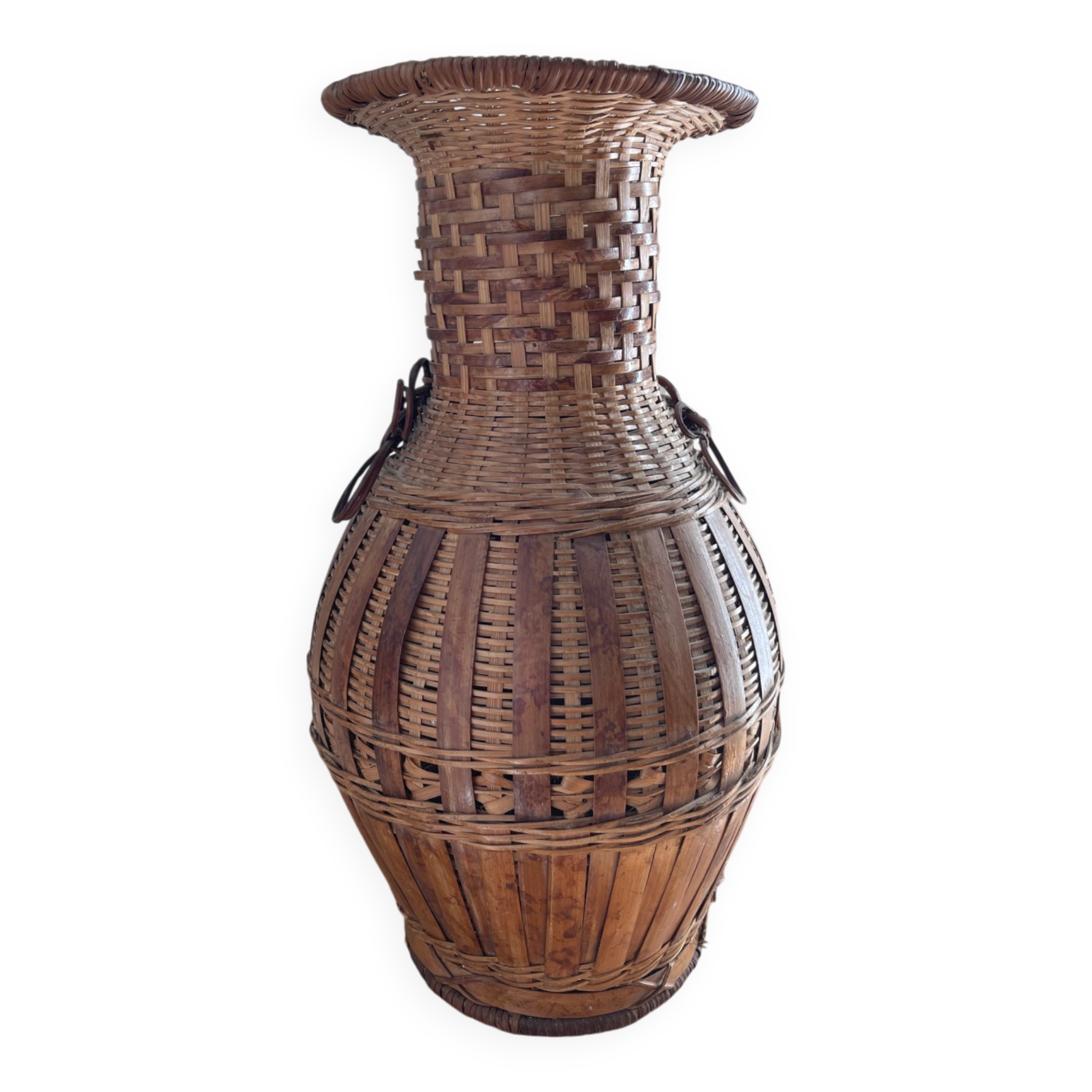 Vase en rotin vintage