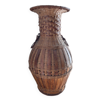 Vintage rattan vase