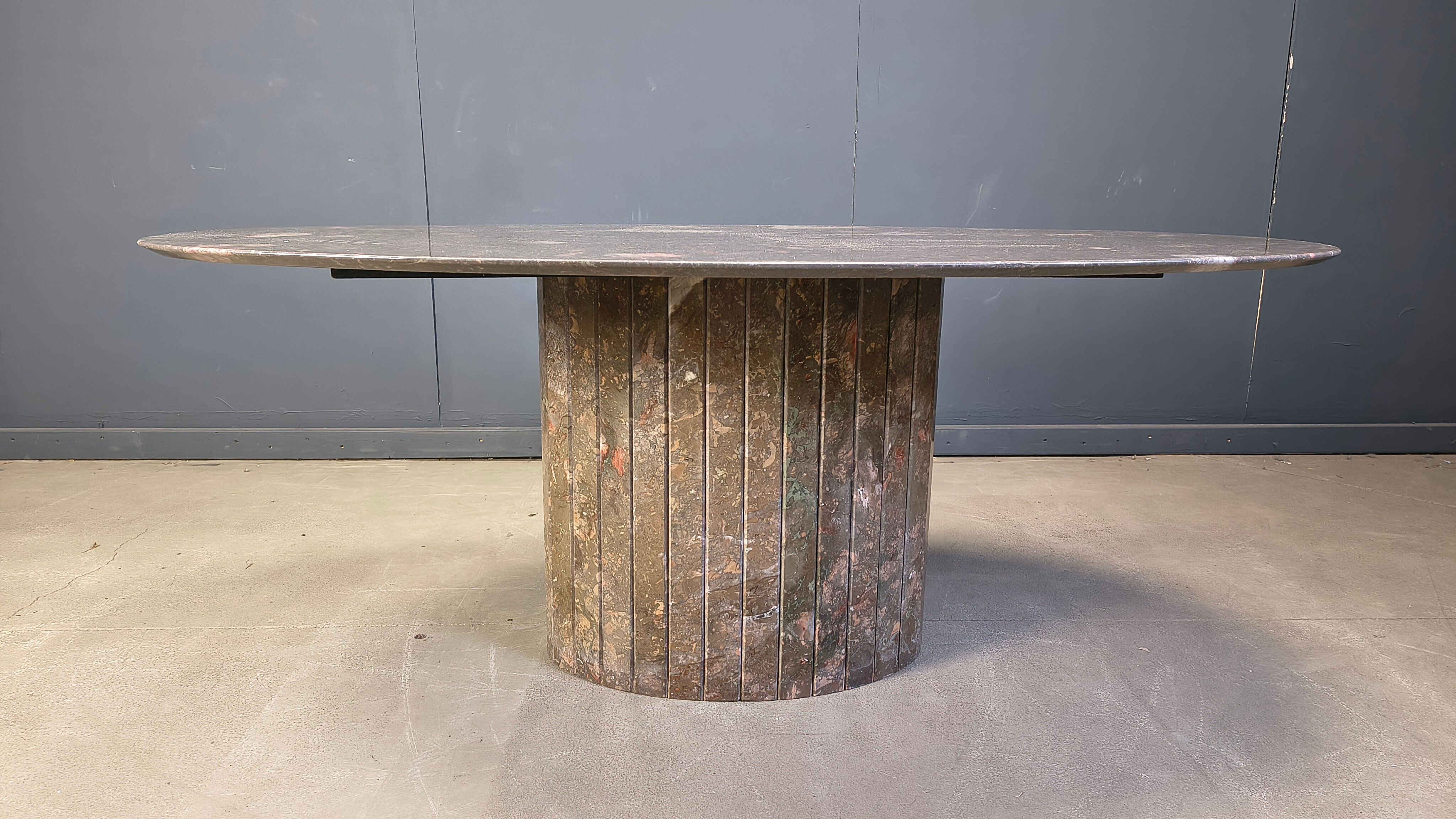 Vintage oval marble dining table, 1970s