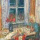 Original mid-century Swedish oil on canvas – “Family” by Eric With – vintage & framed – 75 × 91 cm (29.5" × 35.8")