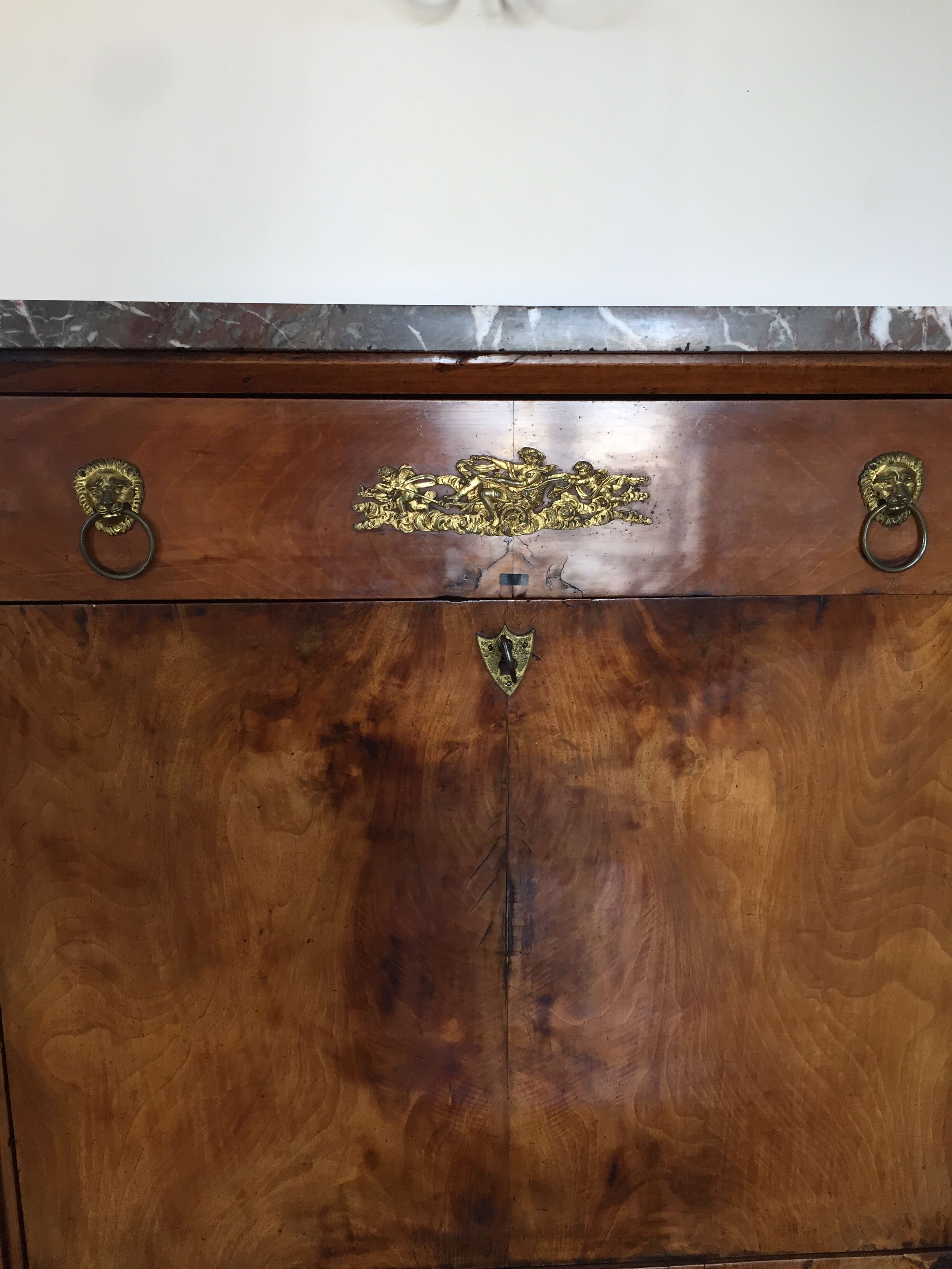 Napoleon III period secretary for wood and marble